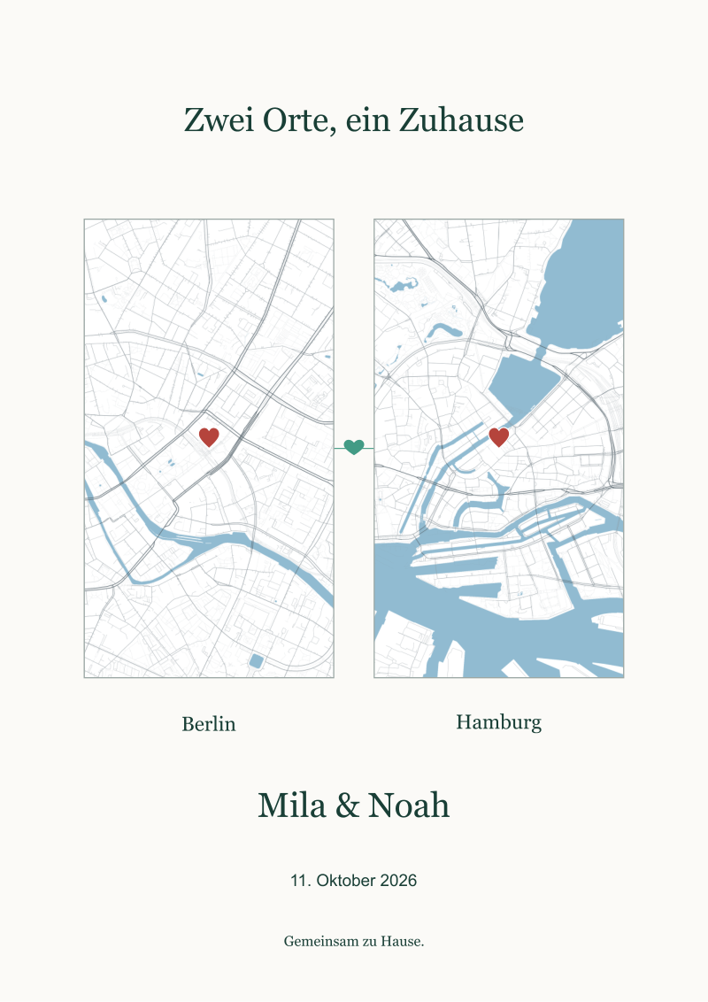 Beispiel mit zwei Karten von Berlin und Mila und Noah
