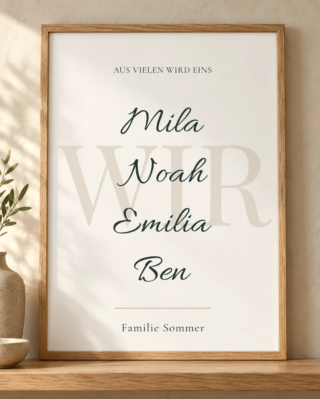 Wohnbeispiel: Unser Familien-Wir – personalisiertes Namensposter