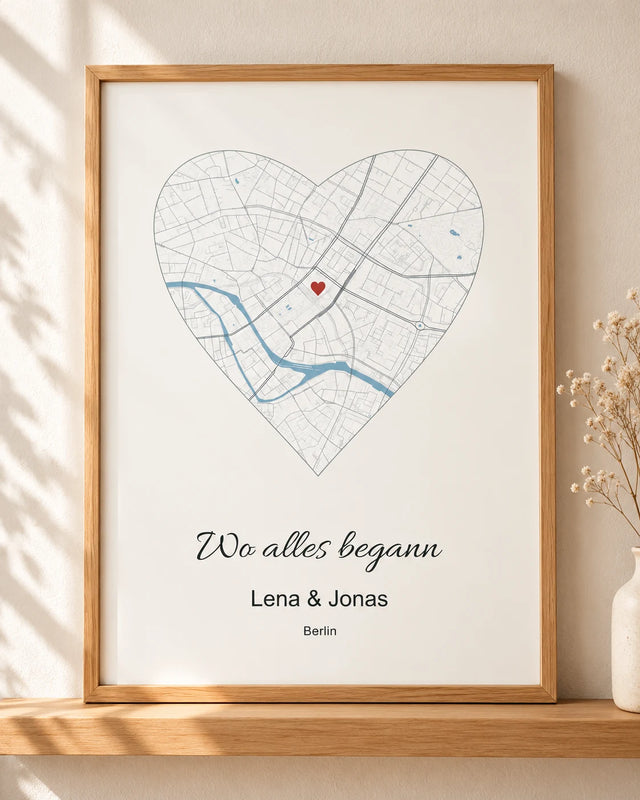 Wohnbeispiel: Wo alles begann – personalisierte Stadtkarte